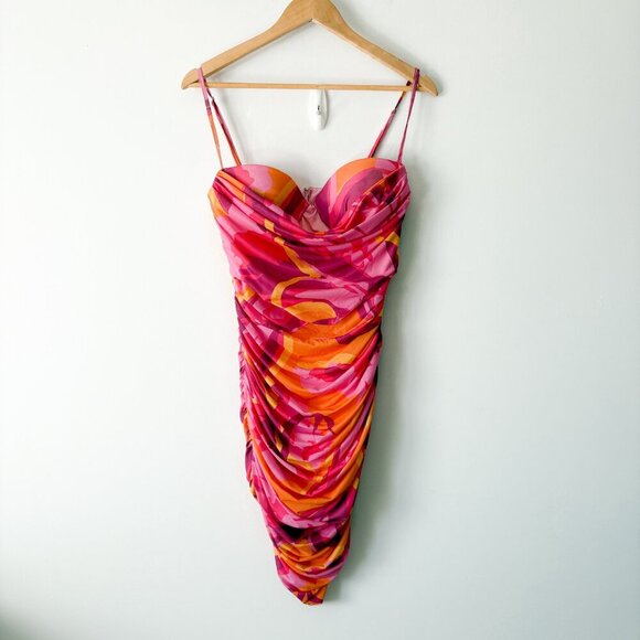 Princess Polly Corset Charmie Mini Dress Pink Orange Size 8 - Picture 5 of 8